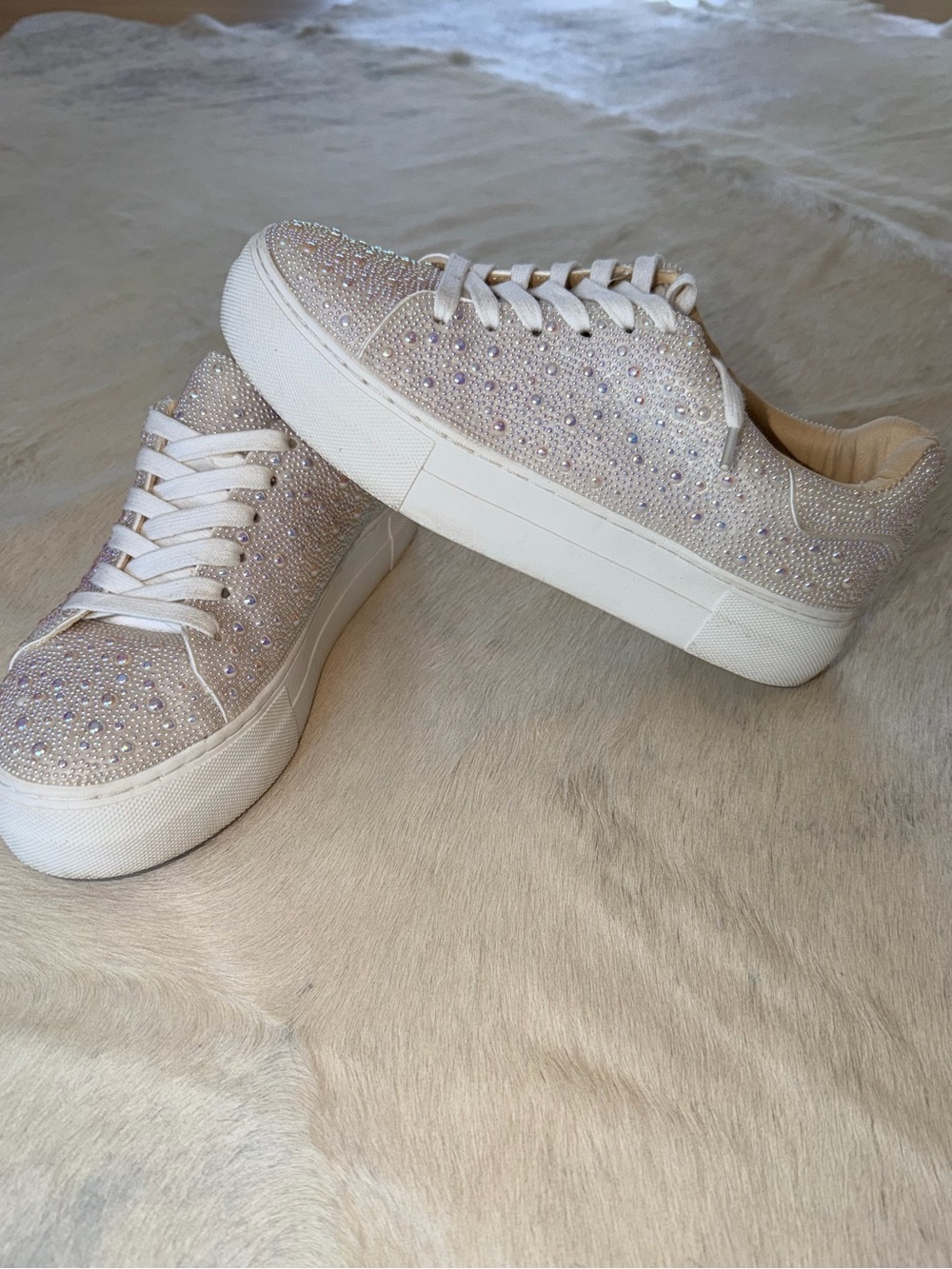 Betsey Johnson  Pearlized Crystal Platform Sneakers